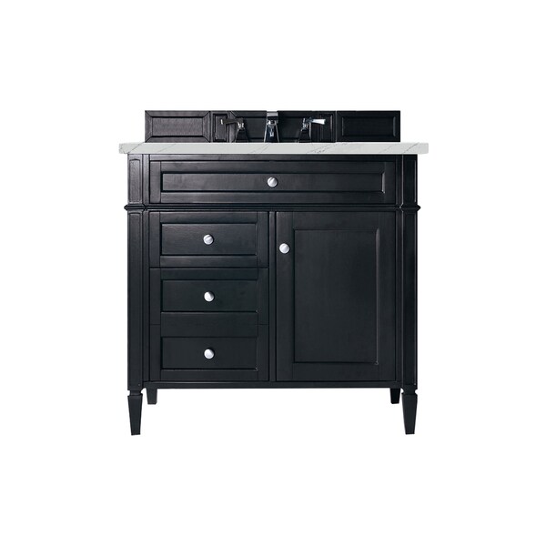 James Martin Vanities Brittany 36in Single Vanity, Black Onyx w/ 3 CM Ethereal Noctis Quartz Top 650-V36-BKO-3ENC - main